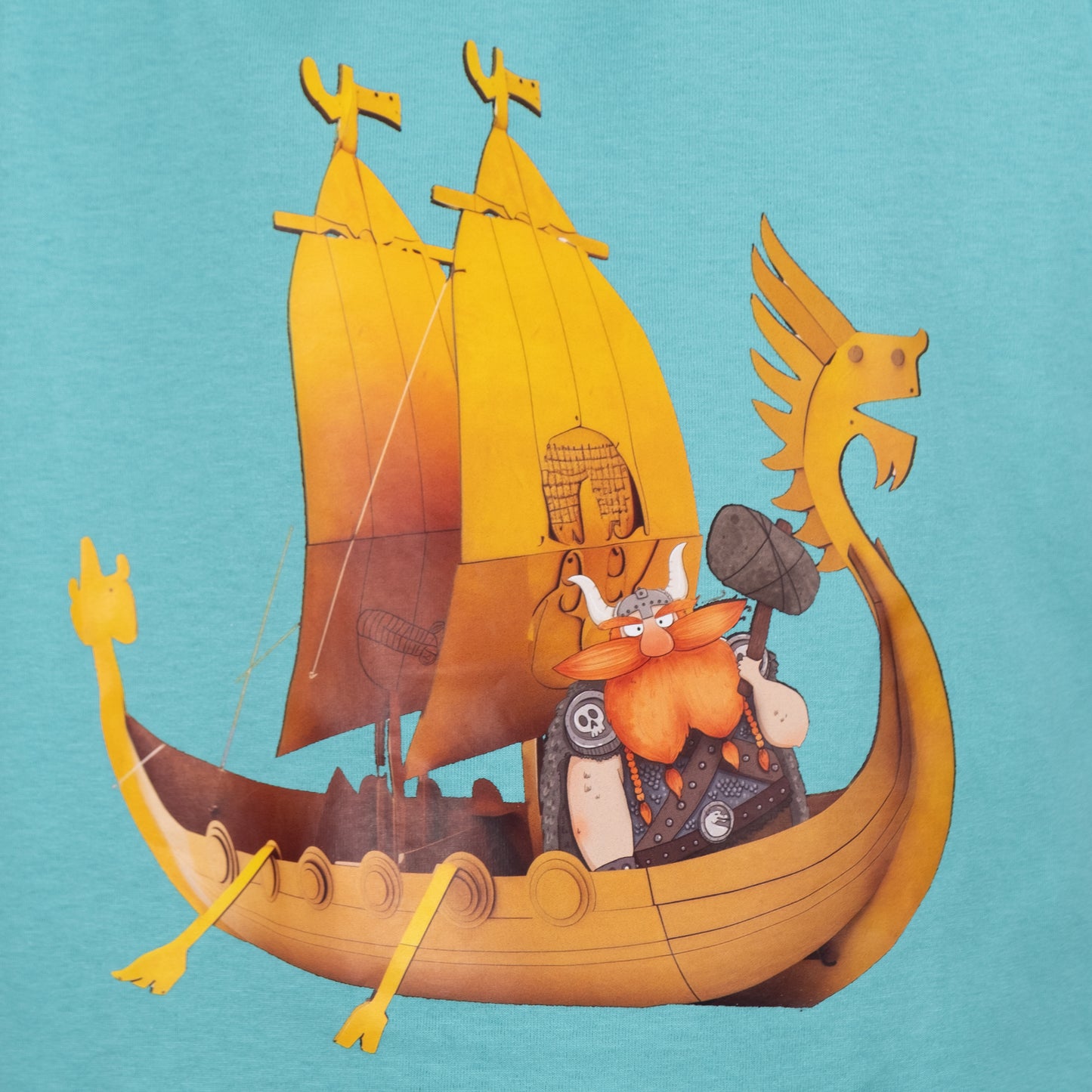 Viking Tasarımlı Mint Renk Tişört