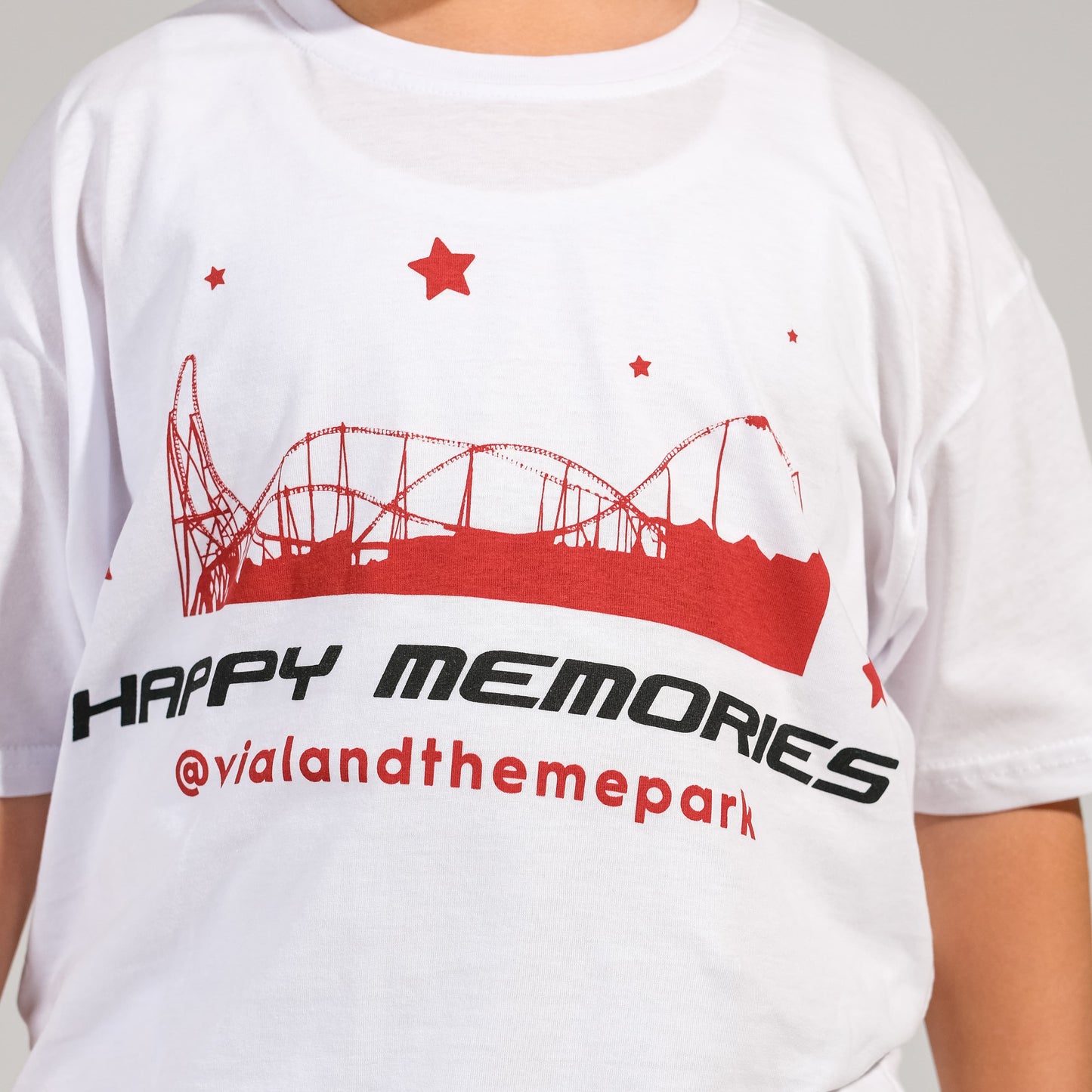 Beyaz Bisiklet Yaka Baskılı Tişört