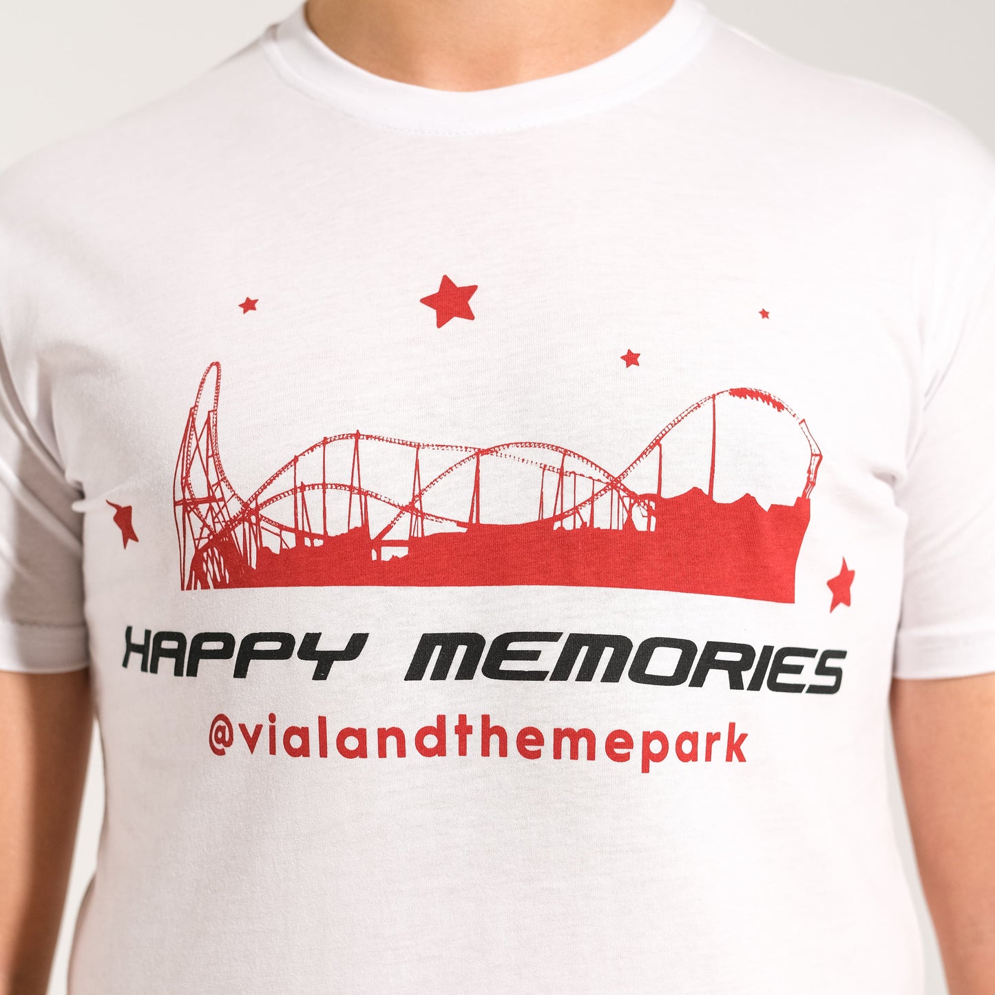 Beyaz Bisiklet Yaka Baskılı Tişört