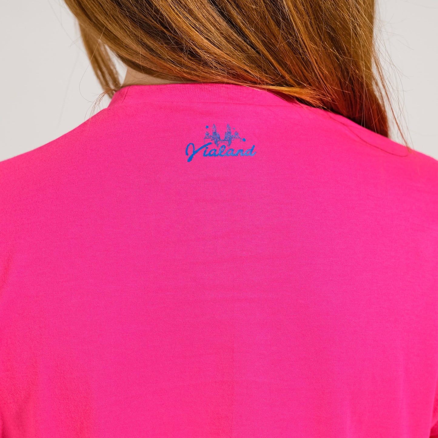 Fuşya Bisiklet Yaka Vega Baskılı Tişört