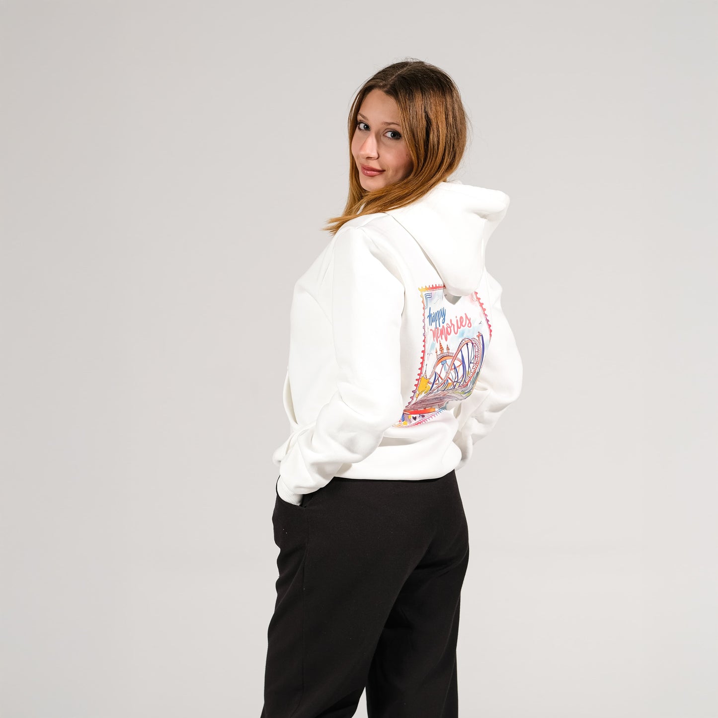 Vialand Kapüşonlu Beyaz Renk Sweatshirt