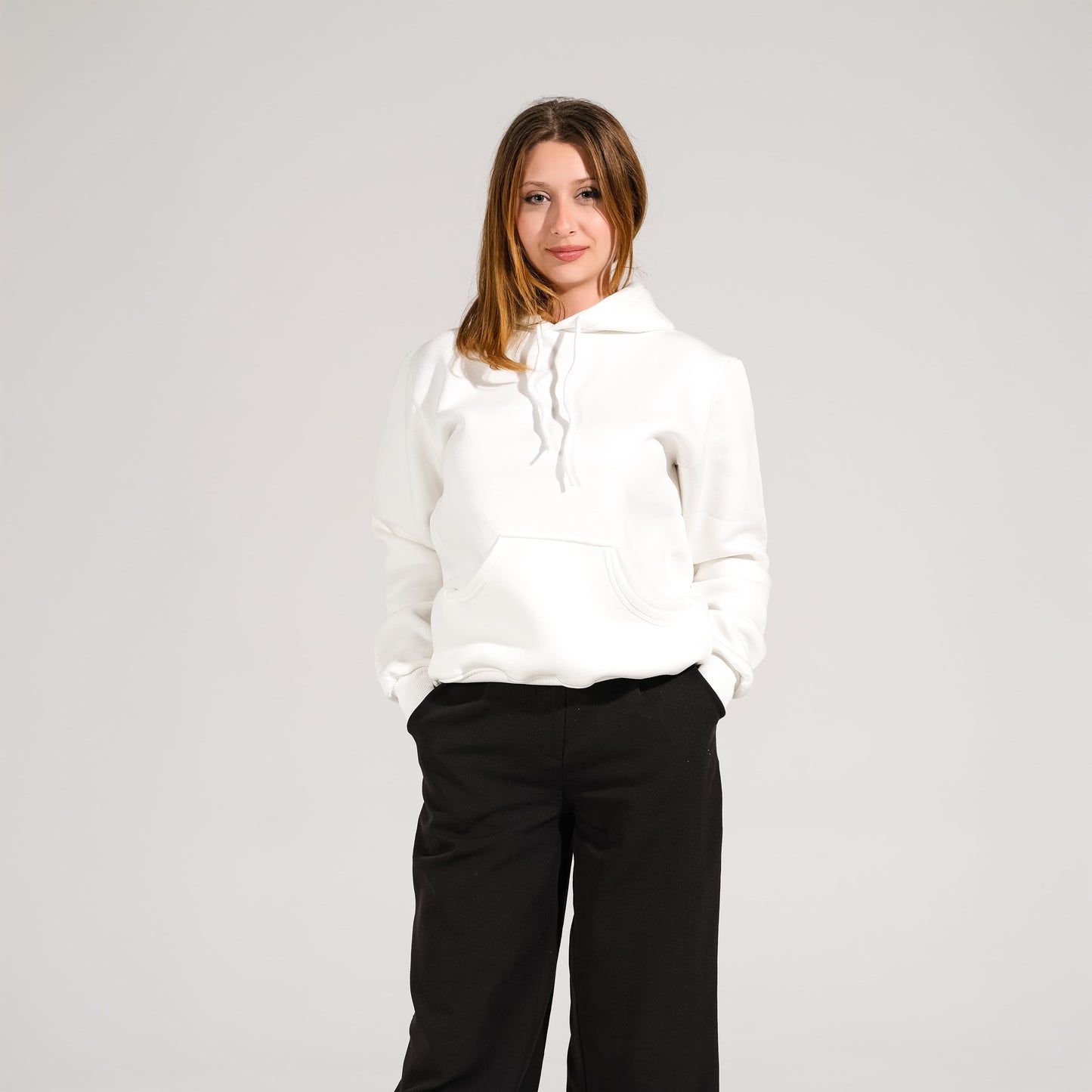 Vialand Kapüşonlu Beyaz Renk Sweatshirt