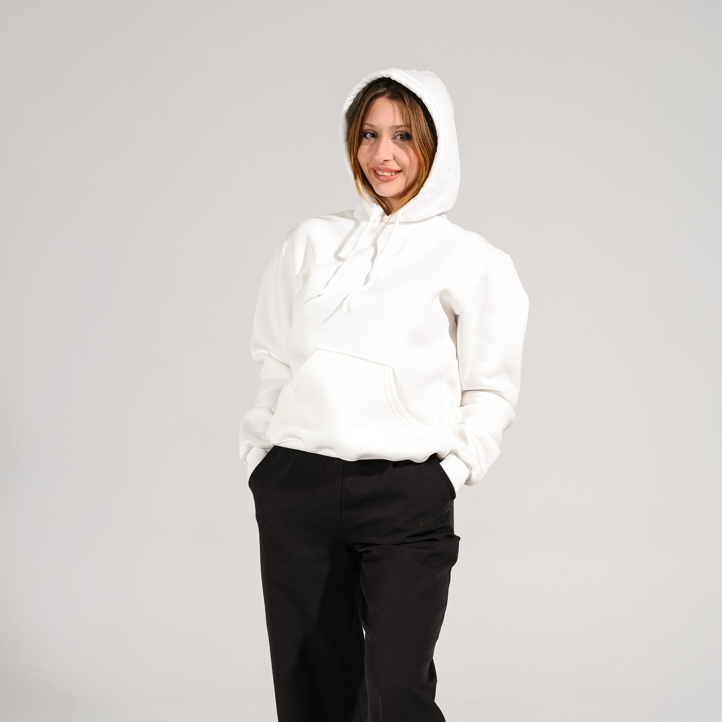 Vialand Kapüşonlu Beyaz Renk Sweatshirt