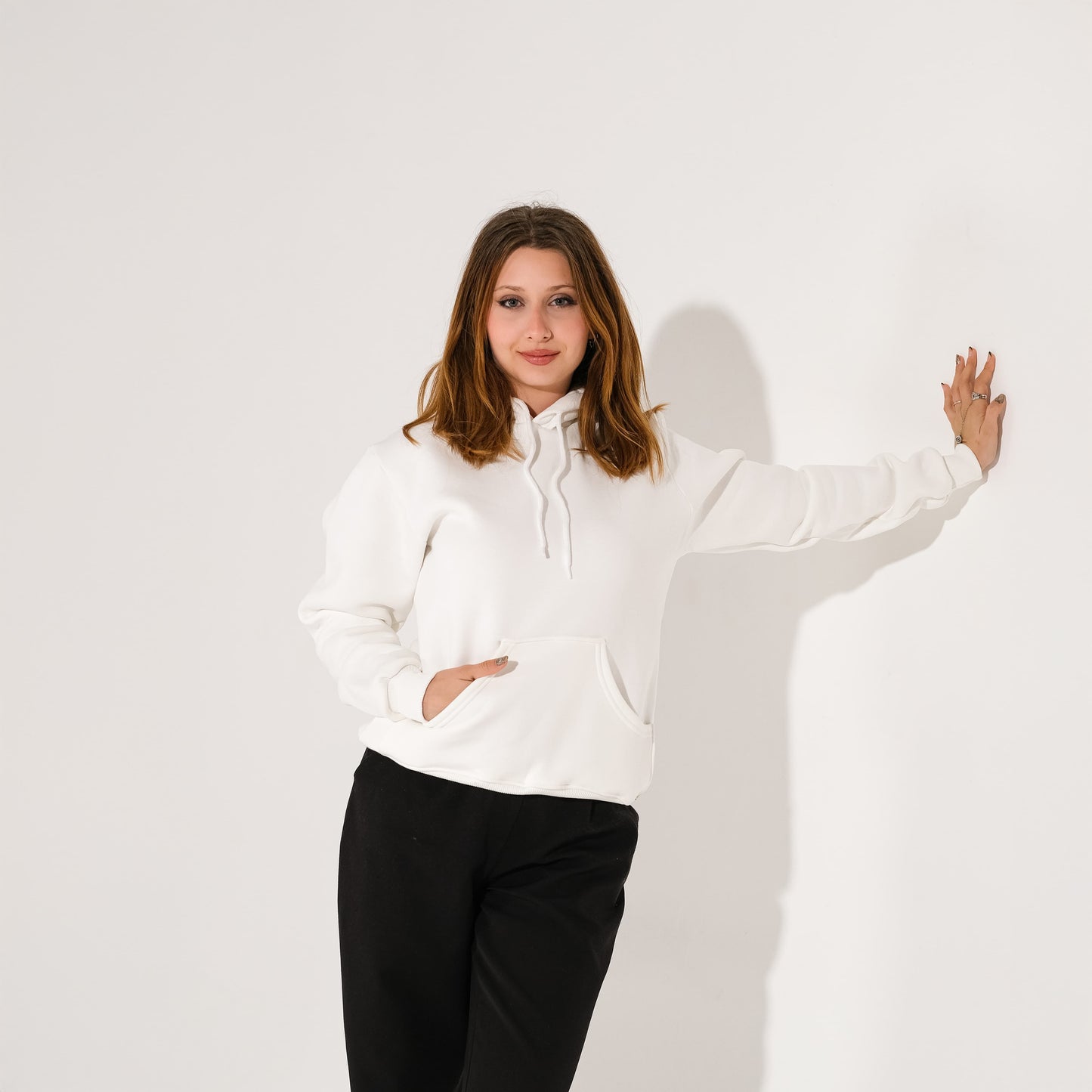 Vialand Kapüşonlu Beyaz Renk Sweatshirt