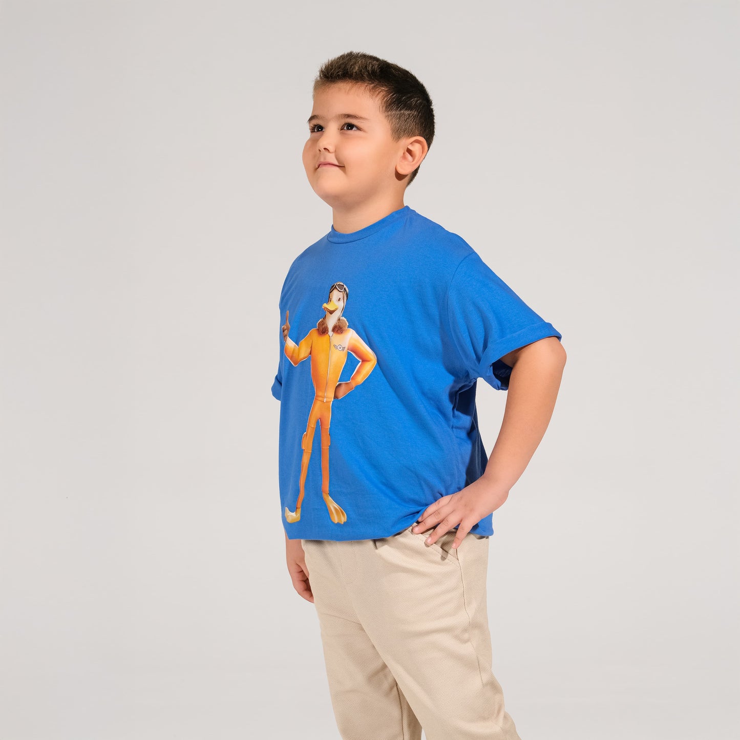 Mavi Bisiklet Yaka Kaptan Gaga Baskılı Tişört