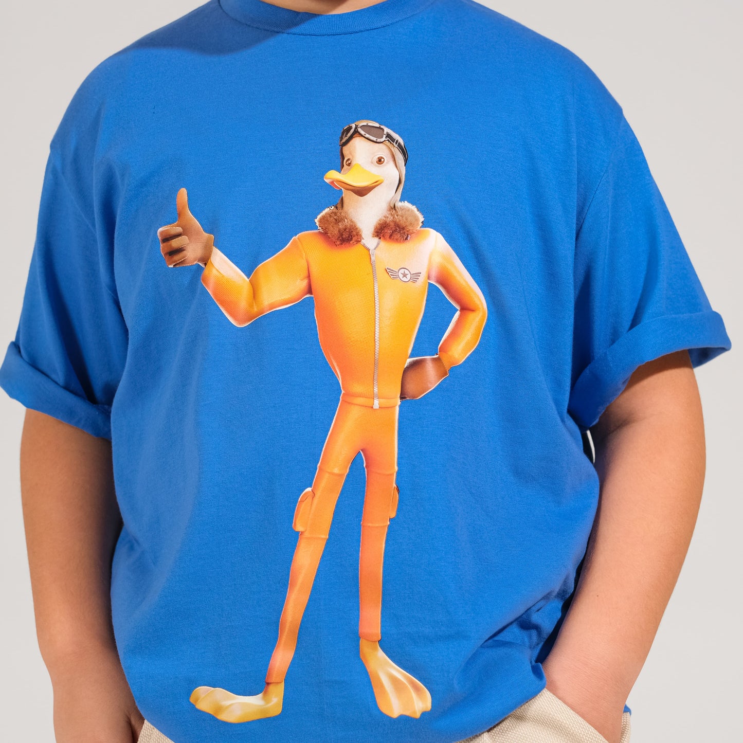 Mavi Bisiklet Yaka Kaptan Gaga Baskılı Tişört