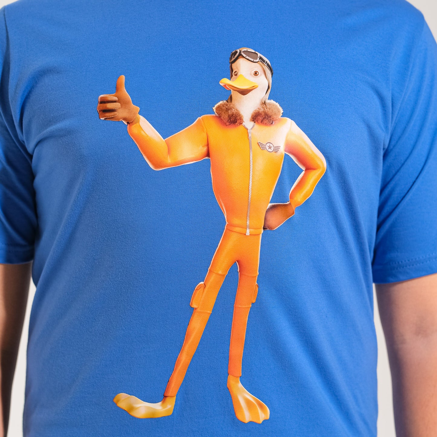 Mavi Bisiklet Yaka Kaptan Gaga Baskılı Tişört