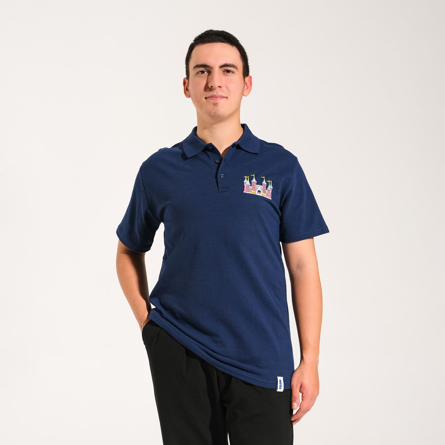 Şato Çizimli Polo Yaka Lacivert Tişört